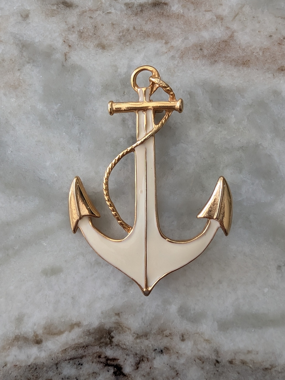 Park Lane Vintage Cream and Gold Anchor Brooch